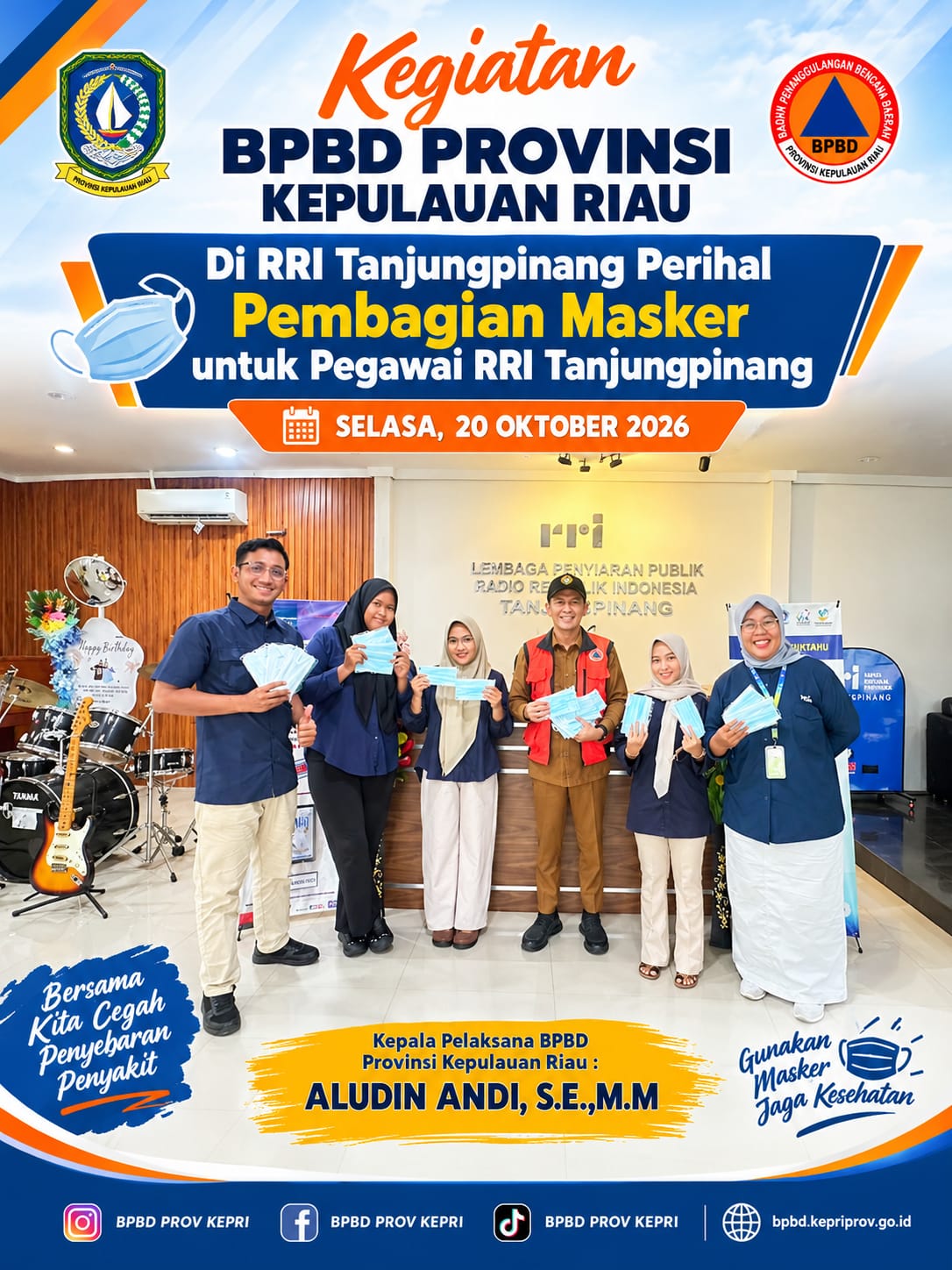 Pembagian Masker Kepada Pegawai Radio RRI Tanjungpinang